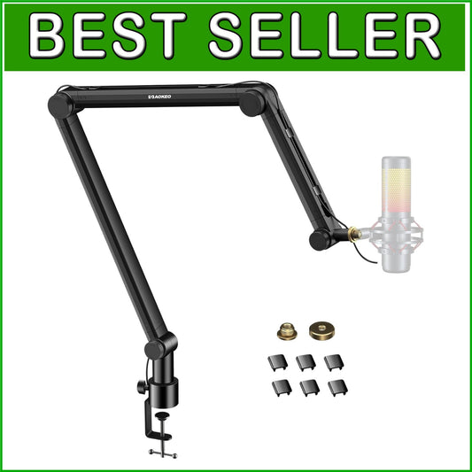 360-Degree Rotatable Mic Suspension Arm for Podcasters - Space Saving Design