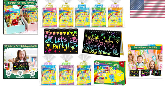 Fun Scratch Art Notebooks - 48 Pack Birthday Favors for Kids Ages 3-12