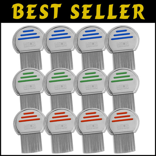 Lice Treatment Comb Pack of 12 - Ergonomic, Stainless Steel for All Hair Types