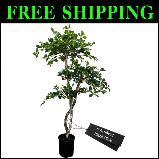 Natural-Looking 5ft Black Olive Leaf Tree - Supporting Sustainability Efforts