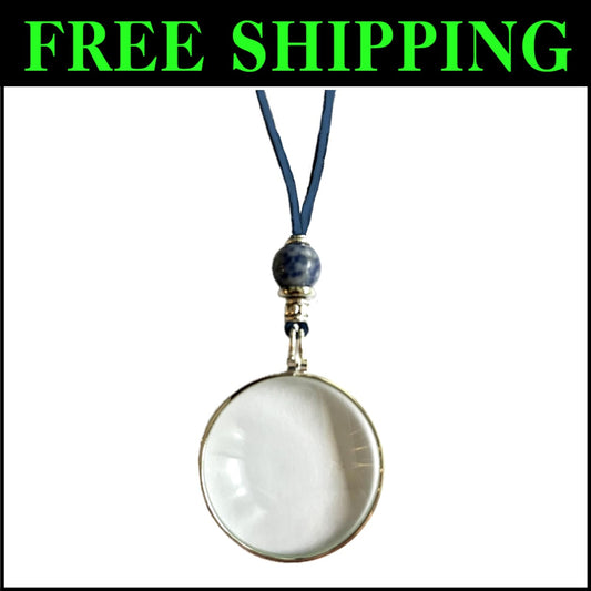 Adjustable Suede Magnifying Glass Pendant - Harmonize with Sodalite Crystal