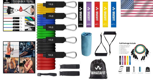 Adjustable Resistance Bands Set with Handles - 10-150 lbs Portable Gym Equipment