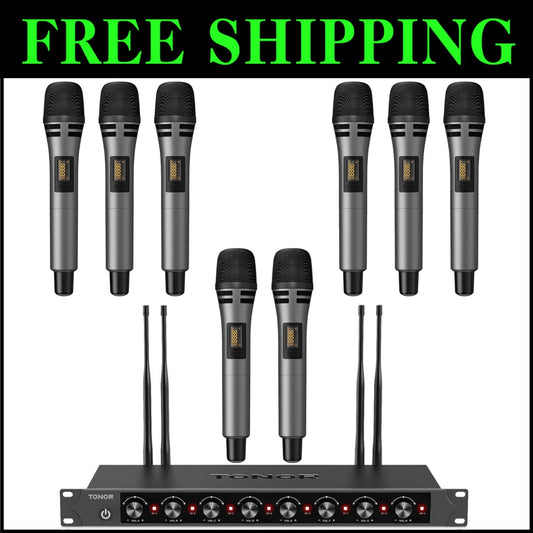 Professional Wireless Microphone System, 8x12 Channel UHF - Perfect for Events
