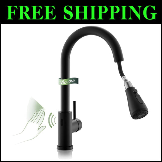 Stainless Steel Touchless Faucet with Smart Motion Sensor - Elegant Matte Black