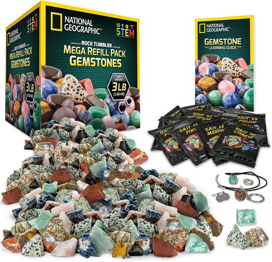 Educational Rock Tumbler Refill Kit - 3lbs Rough Stones & Crafting Supplies