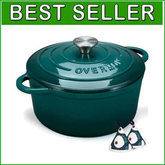 Exceptional Heat Mastery: 7QT Enameled Dutch Oven with Cookbook & Lid Included