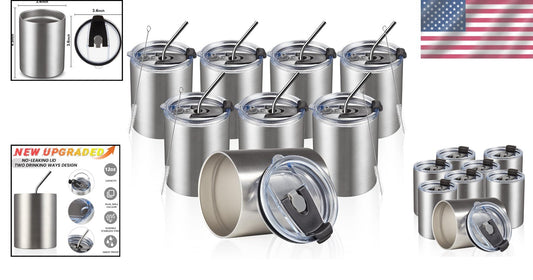 Premium 8 Pack Double Wall Coffee Cups - Reusable Tumblers for Hot & Cold Drinks