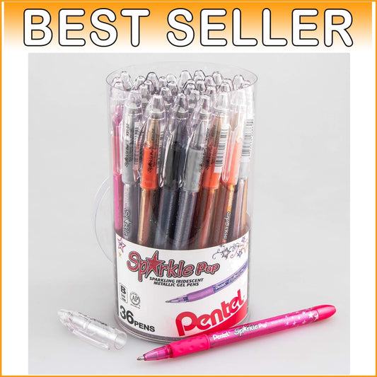 36 Iridescent Gel Pens Canister - Smooth Bold Writing for Creative Projects