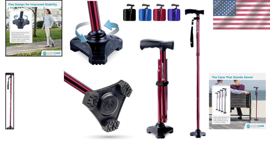 Lightweight SteadiGrip Foldable Cane with Rubber Handle for Extra Stability