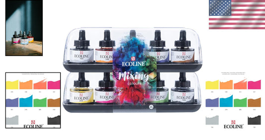 Versatile 10 x 30 ml Liquid Watercolor Painting Set - Waterproof & Brilliant