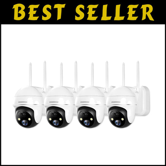 Easy-Install 4-Pack Wireless Security Cameras with Motion Detection Alerts