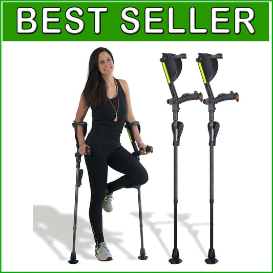 Ergonomic Forearm Crutches with Knee-Rests & LED Lights - Adjustable 5' to 6'6"