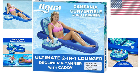 Aqua 2-in-1 Lounge Float – XL Inflatable Pool Recliner with Adjustable Backrest
