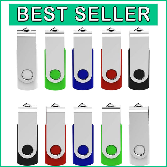 10-Pack USB 3.0 Flash Drive 64GB with LED Indicator - Vibrant Color Collection