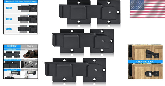 Elegant 7.5" Aluminum Alloy Gate Latch with Padlock Holes - Heavy Duty 3-Pack