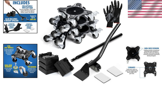 2000 lbs Capacity Furniture Dolly Set with Wheels - Perfect for Safe Relocations