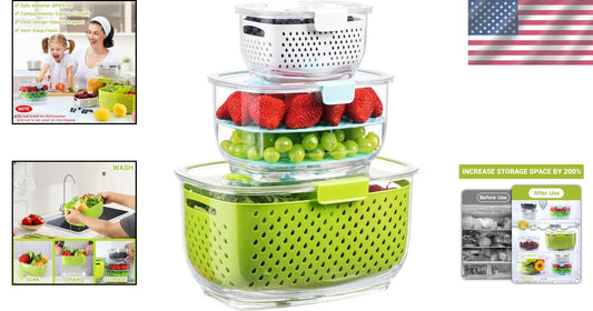 BPA-Free 3-Piece Vegetable & Fruit Storage Set - Keep Produce Fresh & Organized