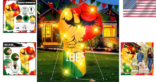 6ft LED Inflatable Freedom Fist Decoration - Perfect for Juneteenth Celebrations