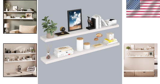 Versatile 60" Wall-Mounted Floating Shelves Set of 2 - Invisible Support Design