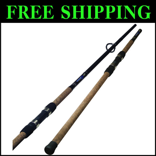 Durable 8' Medium Fast Surf Rod with Graphite Composite & Comfortable Grip