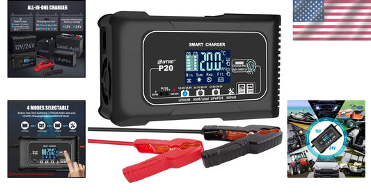 Safe & Efficient 12V/24V Smart Battery Charger with Trickle Maintenance Function