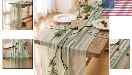 Breathable Cotton Cheesecloth Runners - Sage Green 6pcs for Elegant Decor