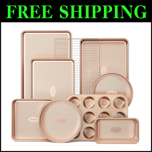 Versatile 9-Piece Baking Pan Set with Diamond Texture for Stylish Cooking