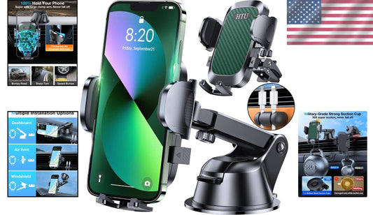 Military-Grade Phone Holder: Strong Suction Cup & Clip for Cars | 2025 Upgrade