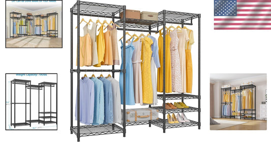 Freestanding Carbon Steel Wardrobe Rack - 790lbs Load Capacity, Modern Style