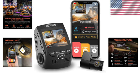 4K Dual Channel Car Dash Cam with Wi-Fi & Rear Camera - Ultimate Safety Solution