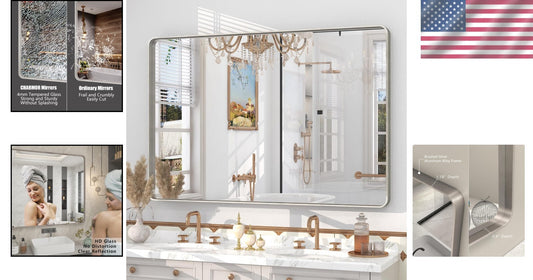 48x30 Lightweight Silver Framed Mirror - Perfect for Bathrooms & Dress Rooms