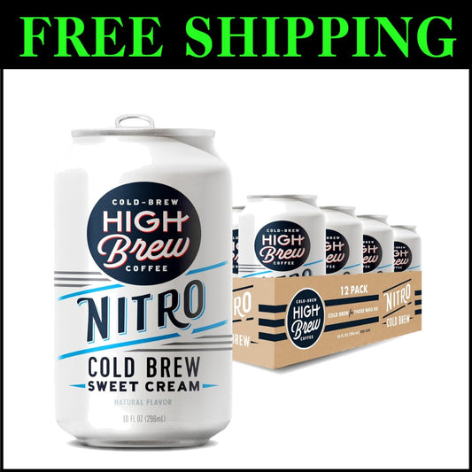 High Brew Nitro Sweet Cream Cold Brew Coffee: 12 Ready-to-Drink Cans, 10 FL Oz
