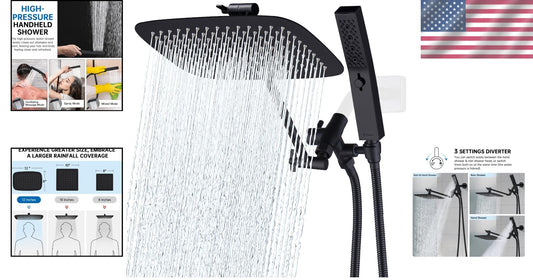 Modern 12-Inch Rain Shower Head Combo with Handheld Wand & Easy Install Features