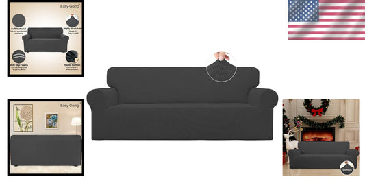 1-Piece Stretch Oversized Couch Cover - Soft, Checkered Protection for Sofas
