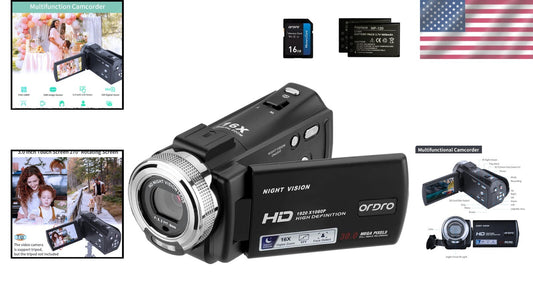 Infrared Night Vision 1080P Camcorder with 16GB Memory - Perfect for Adventurers