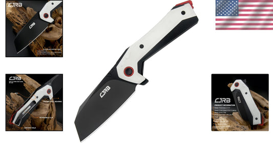 CJRB Tigris Tactical Knife - 3.5'' Cleaver Blade with Black & White G10 Handle