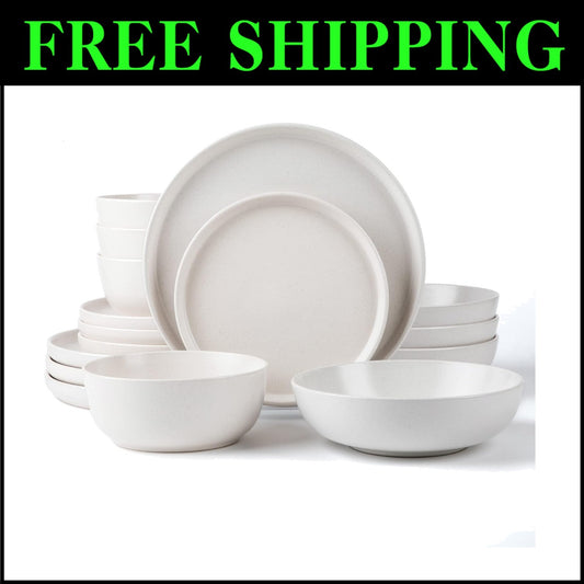 Beautifully Designed 16-PC Round Dinnerware Set - Dishwasher & Microwave Safe