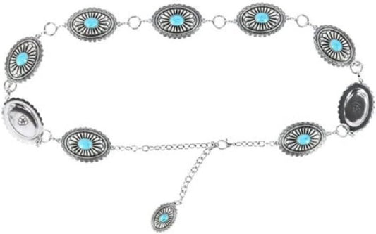 Stylish Silver Concho Belt with Black Center Stones for Modern Western Elegance