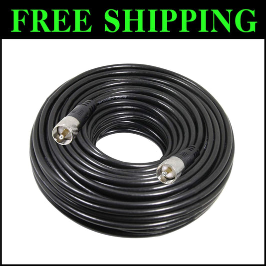 100 ft RG8X Low Loss Coaxial Cable with UHF PL259 Male Connectors for HAM Radio