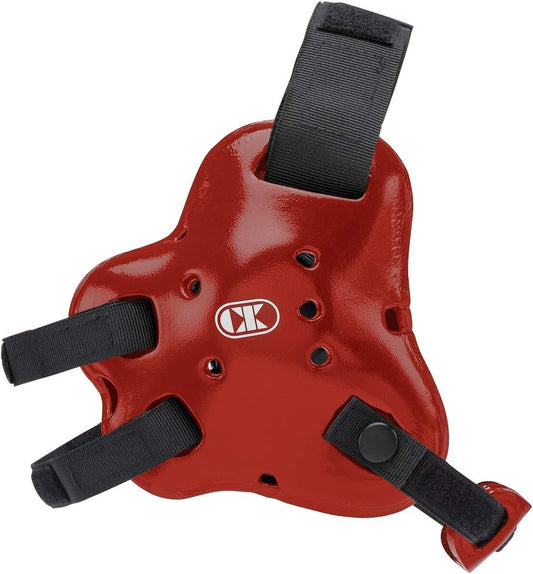 Adjustable Scarlet/Black Wrestling Headgear with Secure Fit & Ear Protection