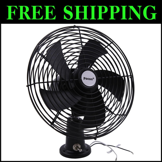 Versatile 12V Car Cooling Fan with Manual 2-Speed Switch - Modern Metal Finish