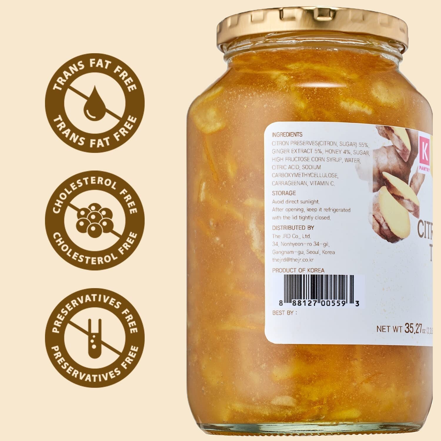 Korean Marmalade with Ginger & Yuzu - Perfect for Tea & Culinary Uses, 2 Pack