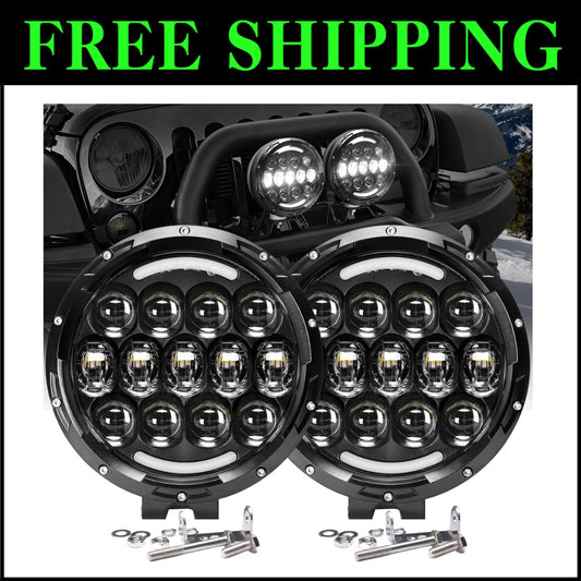 2 PCS 7-Inch Clear Lens LED Lights - Universal Compatibility for Trucks & ATVs