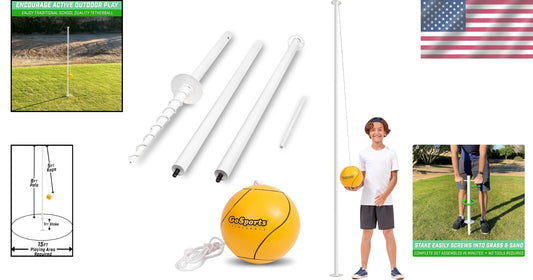 Full-Size Tetherball Game Set with Pole, Rope & Pump for Epic Backyard Fun