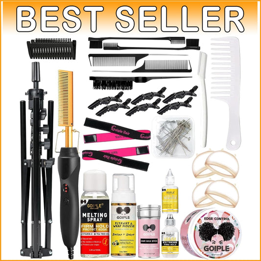 Versatile Tripod Wig Stand with Heating Hot Comb: Ideal for Cosmetology Training