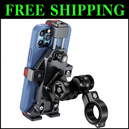Aluminum Alloy Motorcycle Phone Mount with Vibration Dampener & Secure Lock