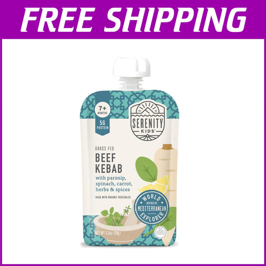 Flavorful 7+ Months Organic Baby Food Pouches - Beef Kebab & Veggies, 12 Pack