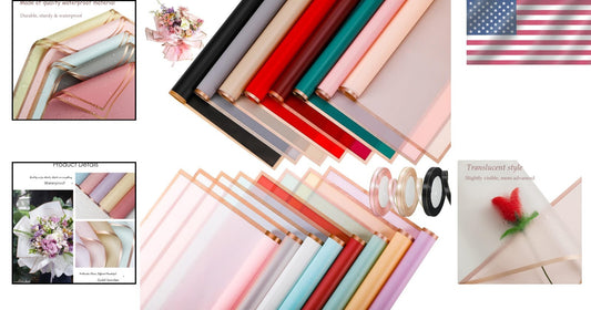 Elegant Flower Bouquet Wrapping Paper with Ribbons - 22.8x22.8 inches, 16 Colors