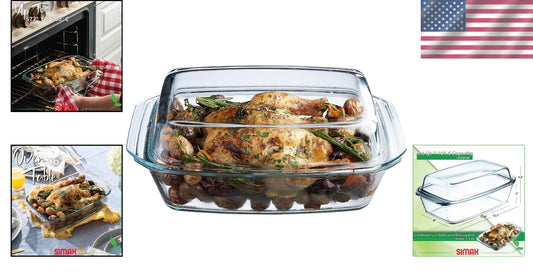 Durable 3-Quart Glass Casserole with Fitted Lid - Oven Safe & Shock Resistant