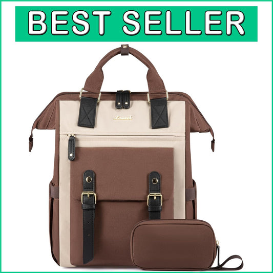 Elegant Coffee-Apricot-Black Laptop Bag for Women - Practical for All Occasions